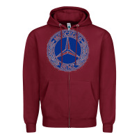 Burgundy white amg Zipper Hoodie - ArtMosaic