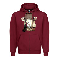 Burgundy Detective Sheep Lamb Spy Investigator Farmer Sheep Lover 53 Zipper Hoodie - ArtMosaic