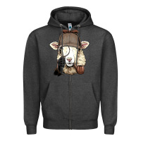 Charcoal Heather Detective Sheep Lamb Spy Investigator Farmer Sheep Lover 53 Zipper Hoodie - ArtMosaic