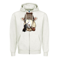 Oatmeal Heather Detective Sheep Lamb Spy Investigator Farmer Sheep Lover 53 Zipper Hoodie - ArtMosaic
