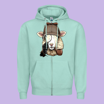 Detective Sheep Lamb Spy Investigator Farmer Sheep Lover 53 Zipper Hoodie Designed By Artmosaic