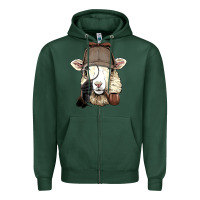 Sports Green Detective Sheep Lamb Spy Investigator Farmer Sheep Lover 53 Zipper Hoodie - ArtMosaic