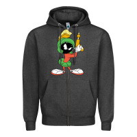 Charcoal Heather marvin the martian looney Zipper Hoodie - ArtMosaic