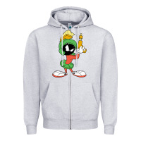 Heather Grey marvin the martian looney Zipper Hoodie - ArtMosaic