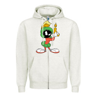 Oatmeal Heather marvin the martian looney Zipper Hoodie - ArtMosaic