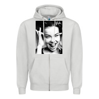 Dove Grey my name is bjork [tw] Zipper Hoodie - ArtMosaic