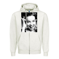 Oatmeal Heather my name is bjork [tw] Zipper Hoodie - ArtMosaic