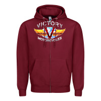 Burgundy Victory Motorcycles Zipper Hoodie - ArtMosaic