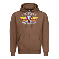 Chestnut Victory Motorcycles Zipper Hoodie - ArtMosaic