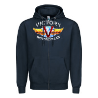 Navy Victory Motorcycles Zipper Hoodie - ArtMosaic