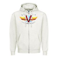 Oatmeal Heather Victory Motorcycles Zipper Hoodie - ArtMosaic