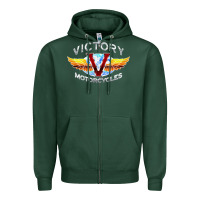 Sports Green Victory Motorcycles Zipper Hoodie - ArtMosaic