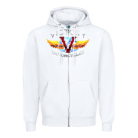 White Victory Motorcycles Zipper Hoodie - ArtMosaic