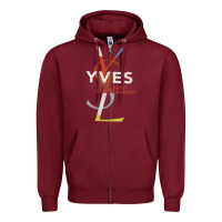 Burgundy yvessaintlaurent Zipper Hoodie - ArtMosaic