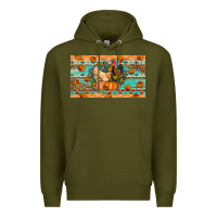 Army Green Fall coop animals pumpkin Premium Hoodie - Artiststas