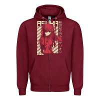 Burgundy asuka evangelion Zipper Hoodie - ArtMosaic
