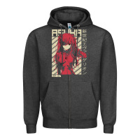 Charcoal Heather asuka evangelion Zipper Hoodie - ArtMosaic