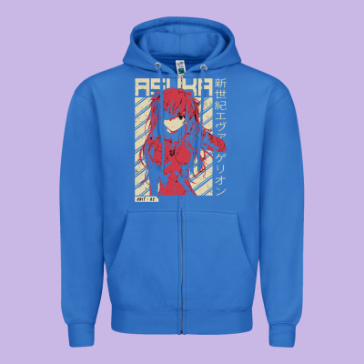 Asuka Evangelion Zipper Hoodie Designed By Artmosaic