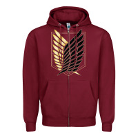 Burgundy Shingekis no kyojinn Zipper Hoodie - ArtMosaic