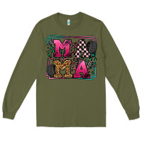 Army Green Racing leopard frame mama Mother's Day Long Sleeve Tee - LillyAllenDesigns