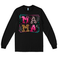 Black Racing leopard frame mama Mother's Day Long Sleeve Tee - LillyAllenDesigns