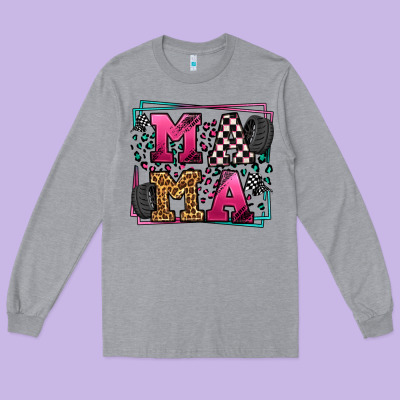Racing Leopard Frame Mama Mother's Day Long Sleeve Tee Designed By Lillyallendesigns