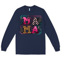 Navy Racing leopard frame mama Mother's Day Long Sleeve Tee - LillyAllenDesigns