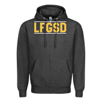 Charcoal Heather Exclusive Brown LFGSD Official Fun Design T Shirt Zipper Hoodie - ArtMosaic