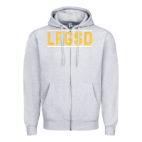 Heather Grey Exclusive Brown LFGSD Official Fun Design T Shirt Zipper Hoodie - ArtMosaic
