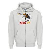 Dove Grey bell 47 helicopter Zipper Hoodie - ArtMosaic
