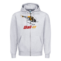 Heather Grey bell 47 helicopter Zipper Hoodie - ArtMosaic