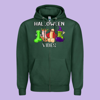 Halloween Vibes Dick Tie Dye Hippie Retro Lazy Costume Zipper Hoodie Designed By Artmosaic