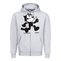 Heather Grey felix the cat whistling Zipper Hoodie - ArtMosaic