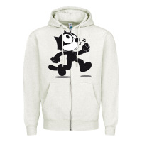 Oatmeal Heather felix the cat whistling Zipper Hoodie - ArtMosaic