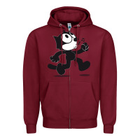 Burgundy felix the cat whistling Zipper Hoodie - ArtMosaic