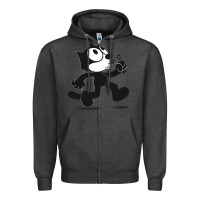 Charcoal Heather felix the cat whistling Zipper Hoodie - ArtMosaic