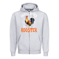 Heather Grey Here Comes The Rooster Shirt Chicken Lady Outfit 243 Zipper Hoodie - ArtMosaic