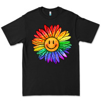 Black rainbow smiley face sunflower Premium Tee - OliviaCreatesArt