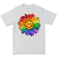 Dove Grey rainbow smiley face sunflower Premium Tee - OliviaCreatesArt