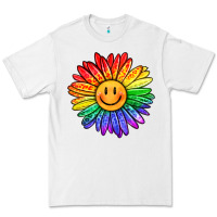 White rainbow smiley face sunflower Premium Tee - OliviaCreatesArt