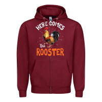 Burgundy Here Comes The Rooster Shirt Chicken Lady Outfit 243 Zipper Hoodie - ArtMosaic