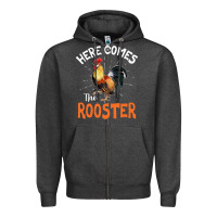Charcoal Heather Here Comes The Rooster Shirt Chicken Lady Outfit 243 Zipper Hoodie - ArtMosaic