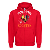 Red Here Comes The Rooster Shirt Chicken Lady Outfit 243 Zipper Hoodie - ArtMosaic