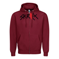 Burgundy white skrillex Zipper Hoodie - ArtMosaic