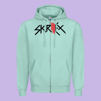 White Skrillex Zipper Hoodie Designed By Artmosaic