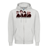 Dove Grey sure i'm a marxist Zipper Hoodie - ArtMosaic