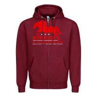 Burgundy Red Pony Cafe, Funny cute horse lover Zipper Hoodie - ArtMosaic