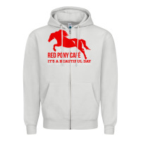 Dove Grey Red Pony Cafe, Funny cute horse lover Zipper Hoodie - ArtMosaic