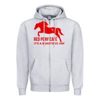 Heather Grey Red Pony Cafe, Funny cute horse lover Zipper Hoodie - ArtMosaic