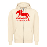 Sandshell Red Pony Cafe, Funny cute horse lover Zipper Hoodie - ArtMosaic